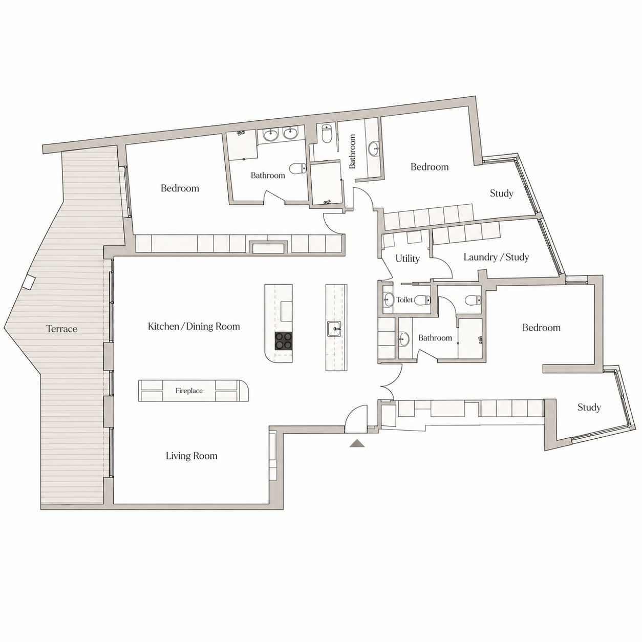 Renovated designer apartment with sea views in La Bonanova — Floor plan